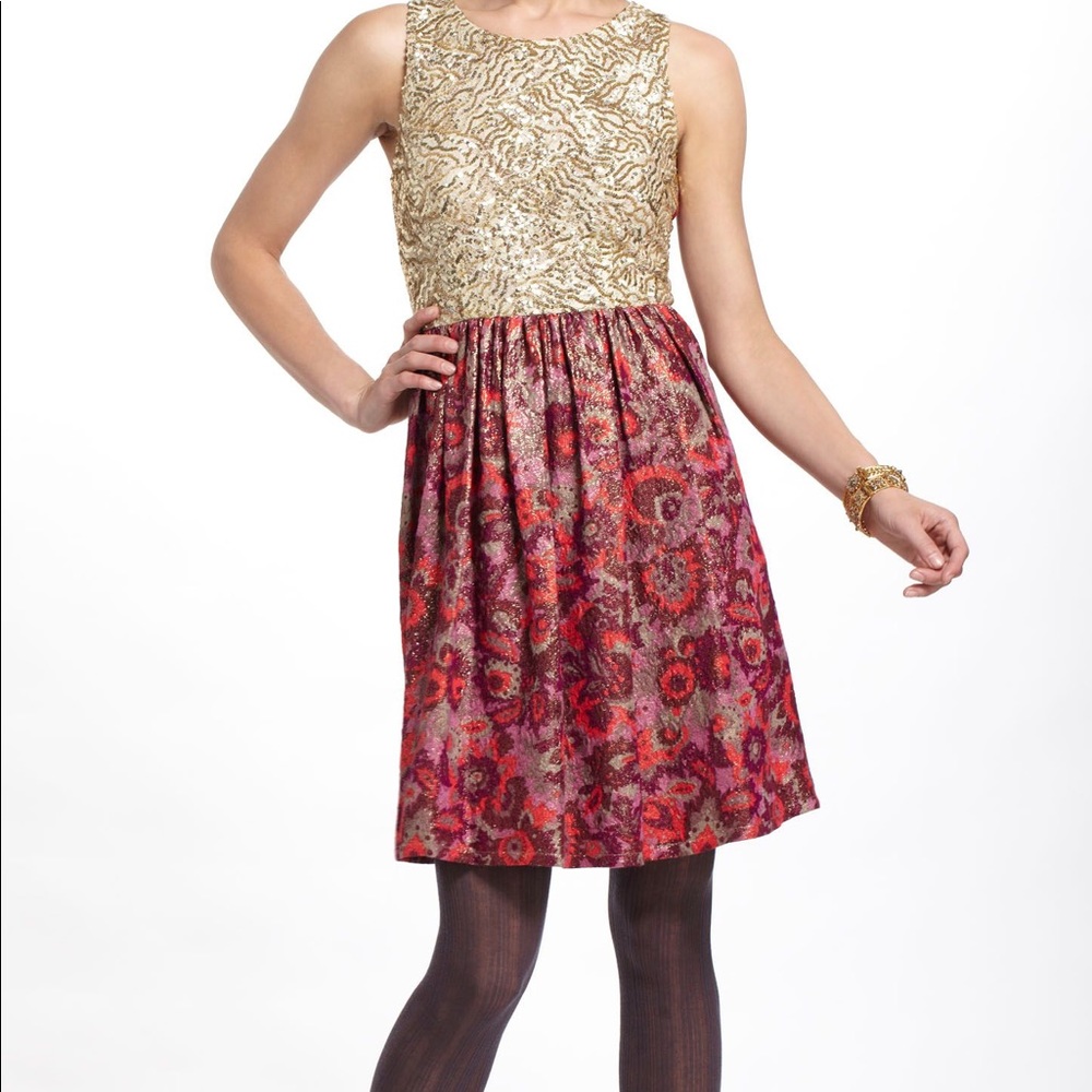 Anthropologie Sequin Jacquard Dress